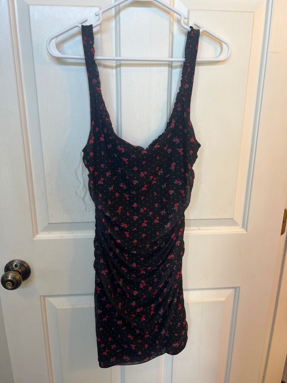Black Mini Dress with Red rose Print